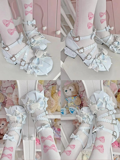 Themed Mary Cute Blue Bow Cat Accents Janes -