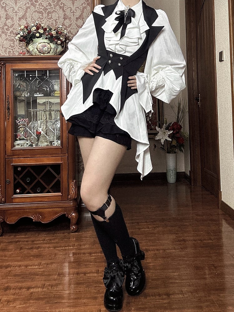 ブラックゴシック王子ロリータホルターネックブレザーカラーウエストコートBE003