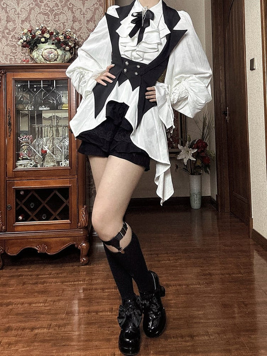 ブラックゴシック王子ロリータホルターネックブレザーカラーウエストコートBE003
