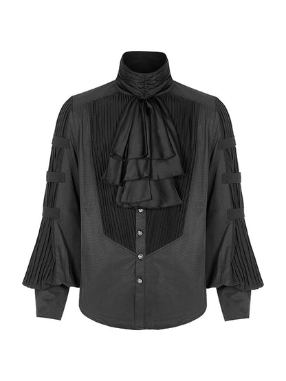 with Necktie Gentleman Shirt Black Steampunk