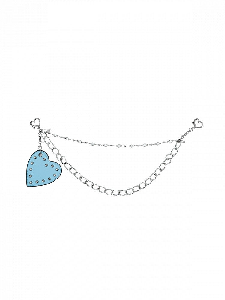 Silver Chain with Blue Heart Pendant Decoration - Virtual Orbit