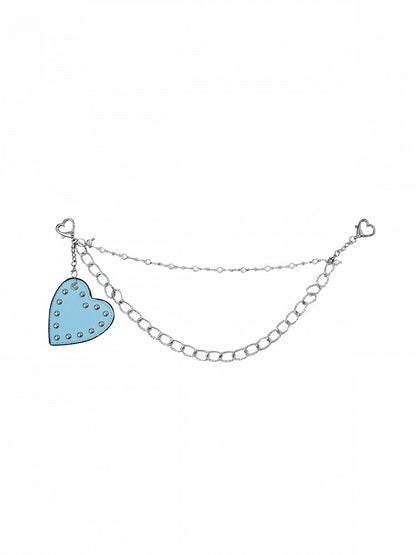 Silver Chain with Blue Heart Pendant Decoration - Virtual Orbit