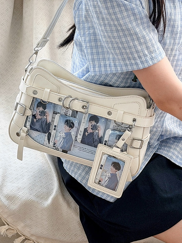 6 Colors Transparent Crossbody Ita Shoulder Bag with Cat Theme - Wudong Shop