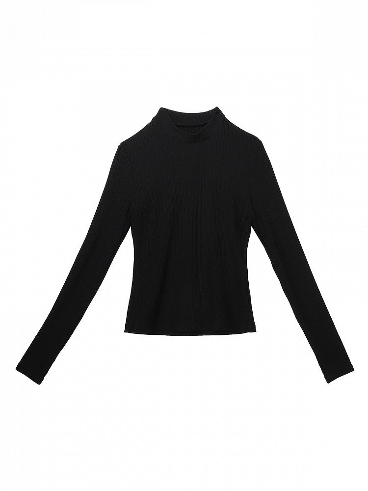 Minimalist Black Round Neck Long Sleeve Knitted Top - Unknown Star