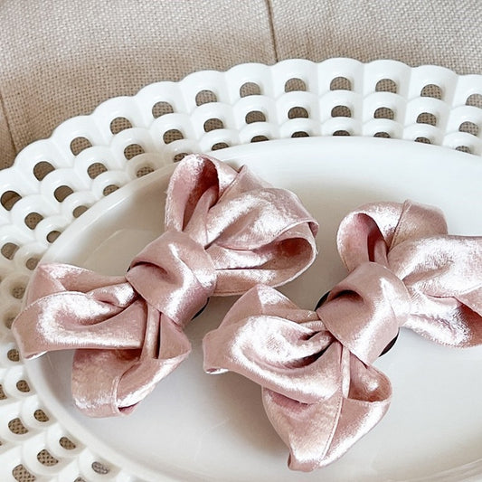 Bow Pink/Red/Black Satin Hairclips/Brooches Shiny
