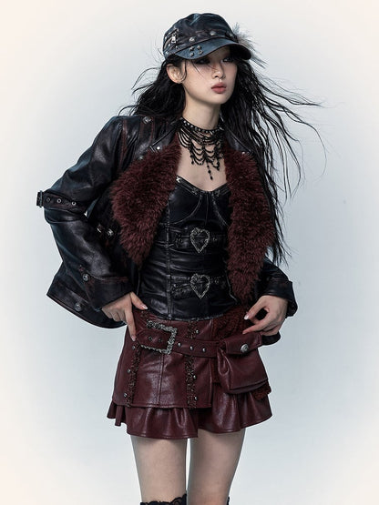 Schwarzes Bustier-Top mit herzförmiger Schnalle