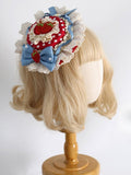 Details Mini Blue with Hat Red Strawberry Polka-dot Applique Bowknot Pattern