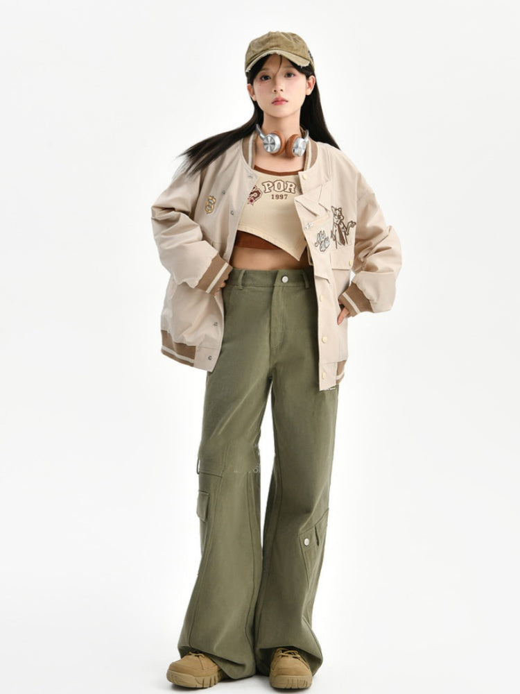 Zootopia Grüne Vintage Cargohose mit geradem Bein