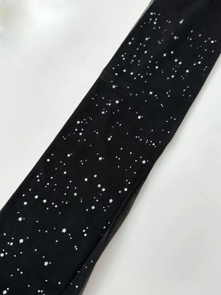 Tights White/Black/Nude Sequin Sheer with Decorations