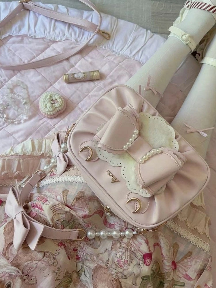 3-Way Leather Sweet Details PU Pink Lolita - Bag Beads