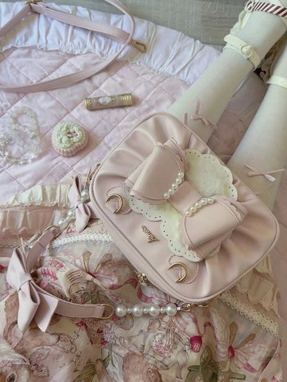 3-Way Leather Sweet Details PU Pink Lolita - Bag Beads