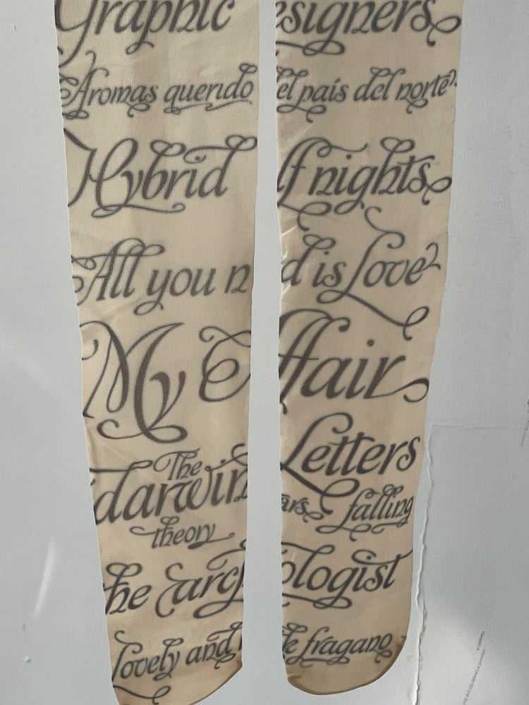 White/Nude Semi-sheer Pantyhose Print Letter