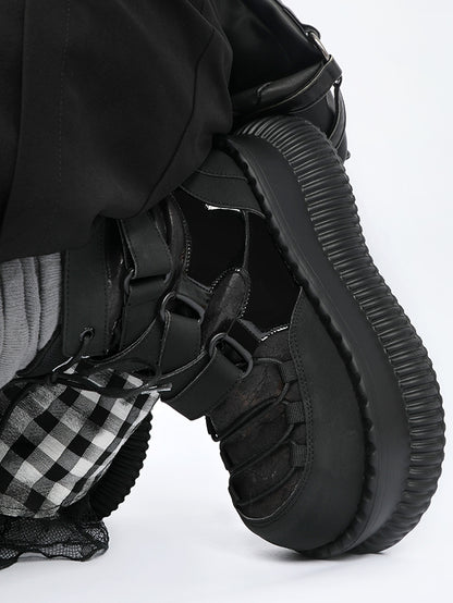 v Closure Black with Boots Lace-Up Rock - Ankle Lace-up Punk Platform