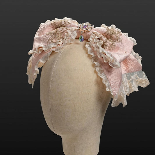 / Blue Hairclip Big Pink Bowknot