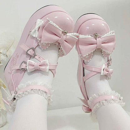 with Sweet Cat Toe Ears Round Platforms 7cm Pink