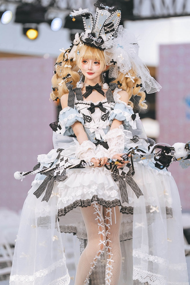 Alice in Wonderland Off-Shoulder Lolita Dress with Playing Card Appliques - Hinana Queena