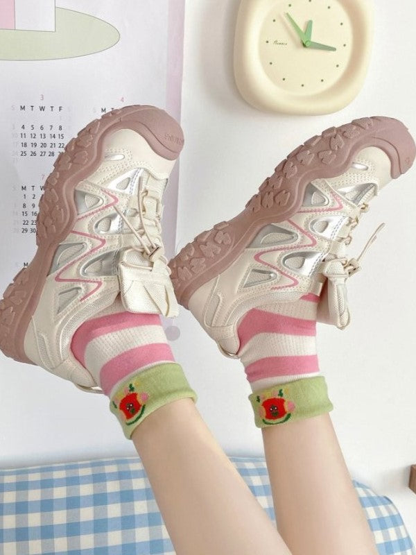 Kitty/Puppy/Bear Pattern Print Colorful Calf Socks Striped 9 Options