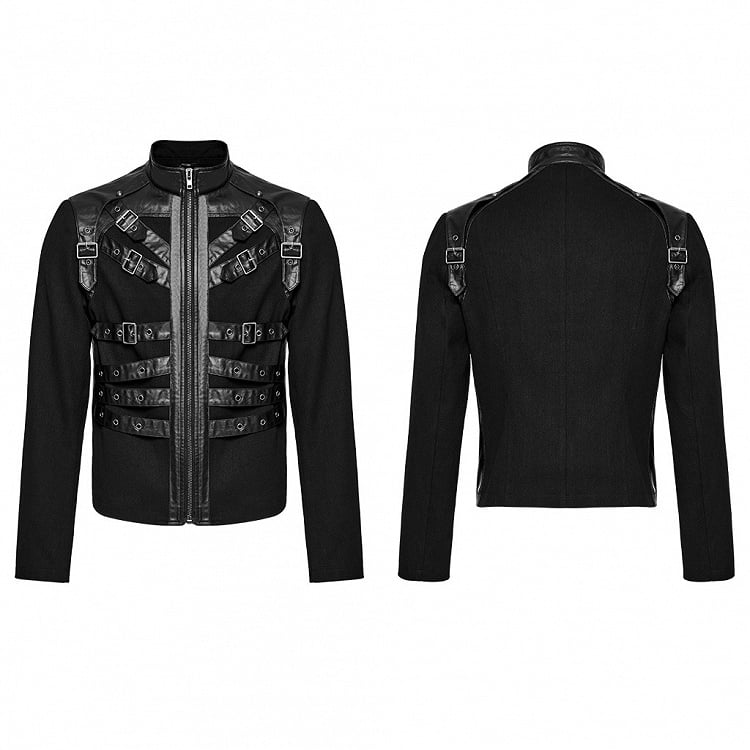 Handsome Coat Punk Men's Black
