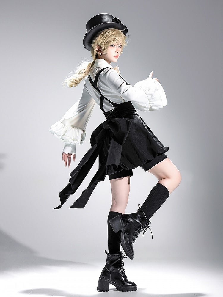 Sleeves Long Ouji with Shirt Bishop Bowtie Lolita White