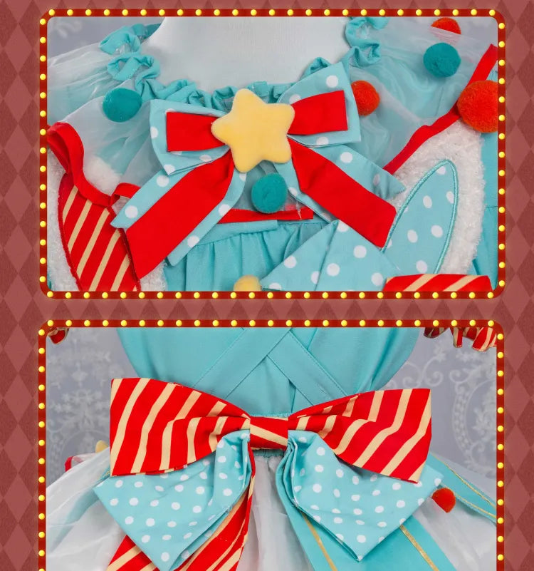 Fleece Clown Bunny Bodice Green and Orange Circus Sweet Lolita Overalls Pastel Clowncore Dress