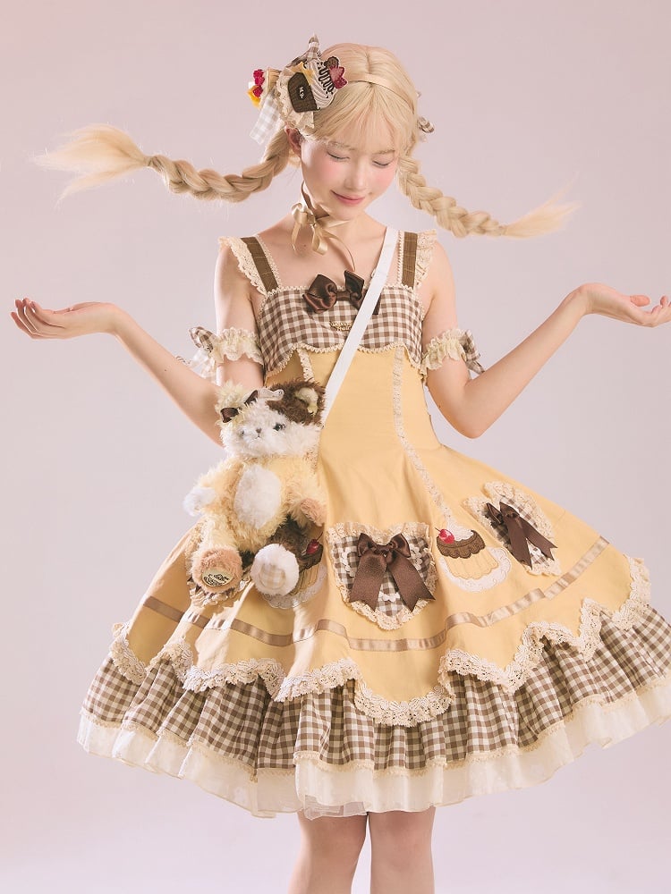 Cake Shape Heart Pompompurin JSK Applique Yellow Lolita Embroidery and Hem