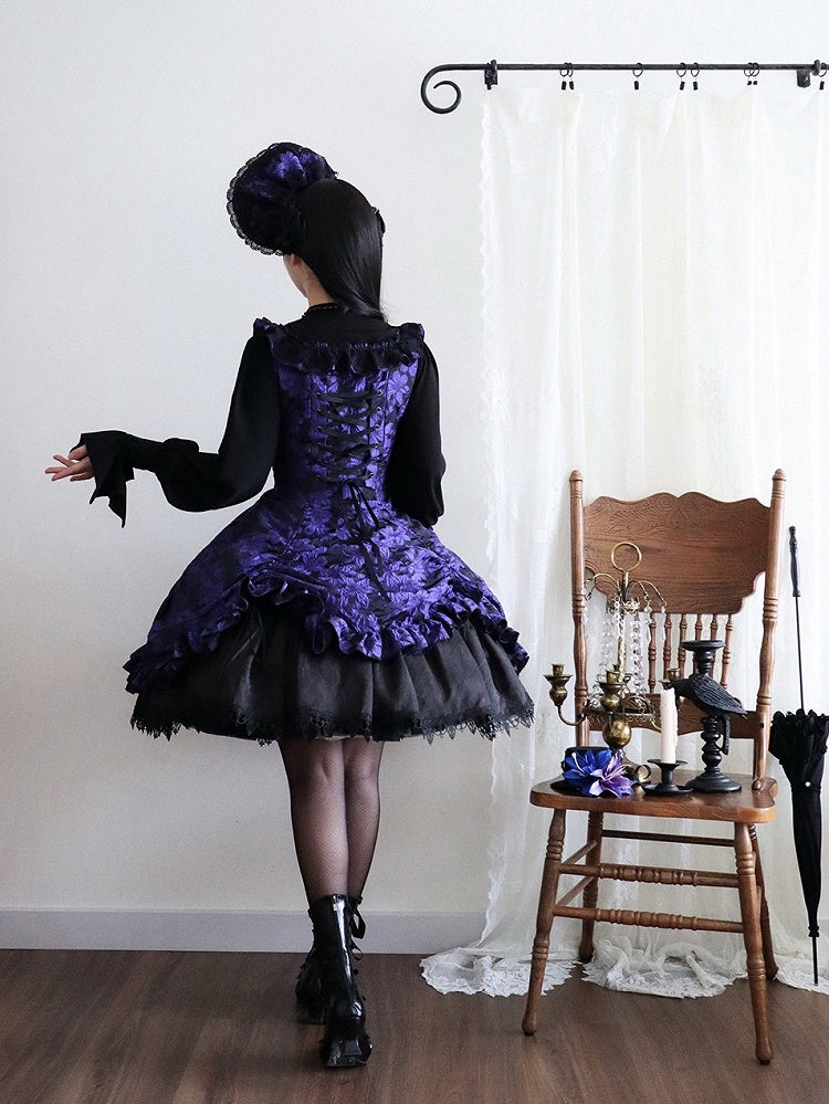 Purple Lace Trim JSK Gothic Lily - Miss Point