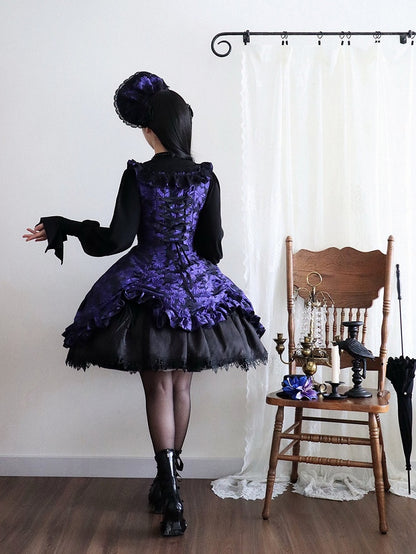 Purple Lace Trim JSK Gothic Lily - Miss Point