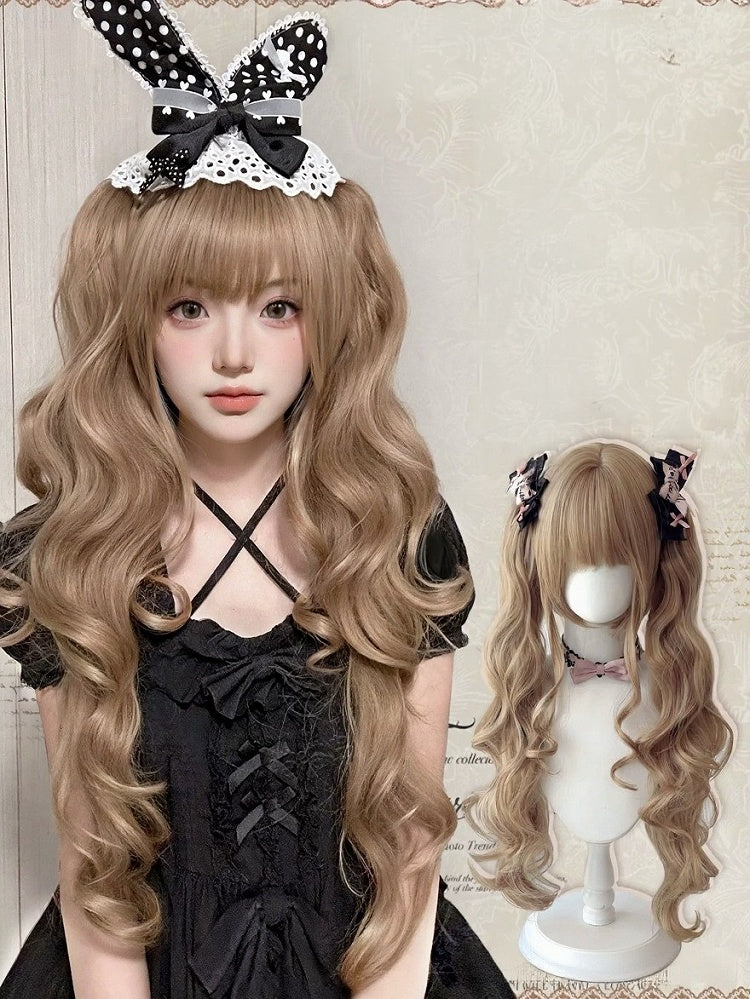 Blonde 28cm Air Bangs Wig & 60cm Wavy Twin Tails Clip - Meow Island Wig