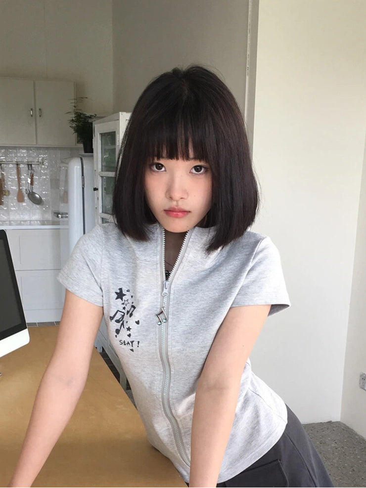 Light Hood and Music Bunny Ear Hoodie Graphic Note with Gray