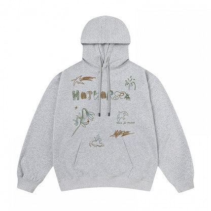 Pouch Vintage Cute Pullover Pocket Hoodie Hood Front Drawstring Print Gray -