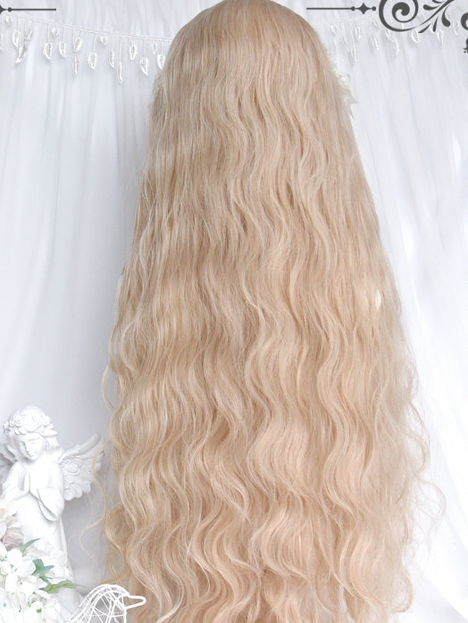 Gewellte volle 80cm Pony lange Perücken blond mit