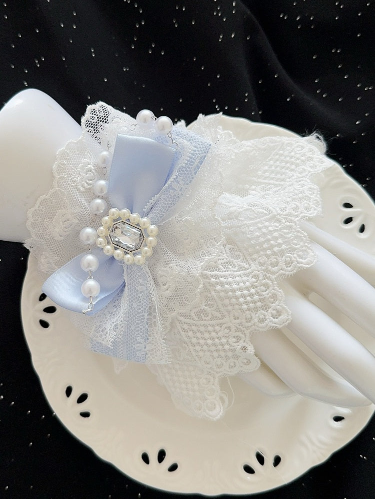Wrist Decorated Color Cuffs Charm Options Rhinestone Bowknot Beaded Lace 5