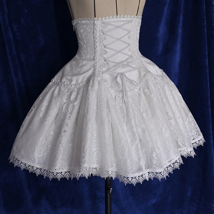 ウエストハイショートバージョンロリータゴシックスカートホワイトアンダースーパーバスト