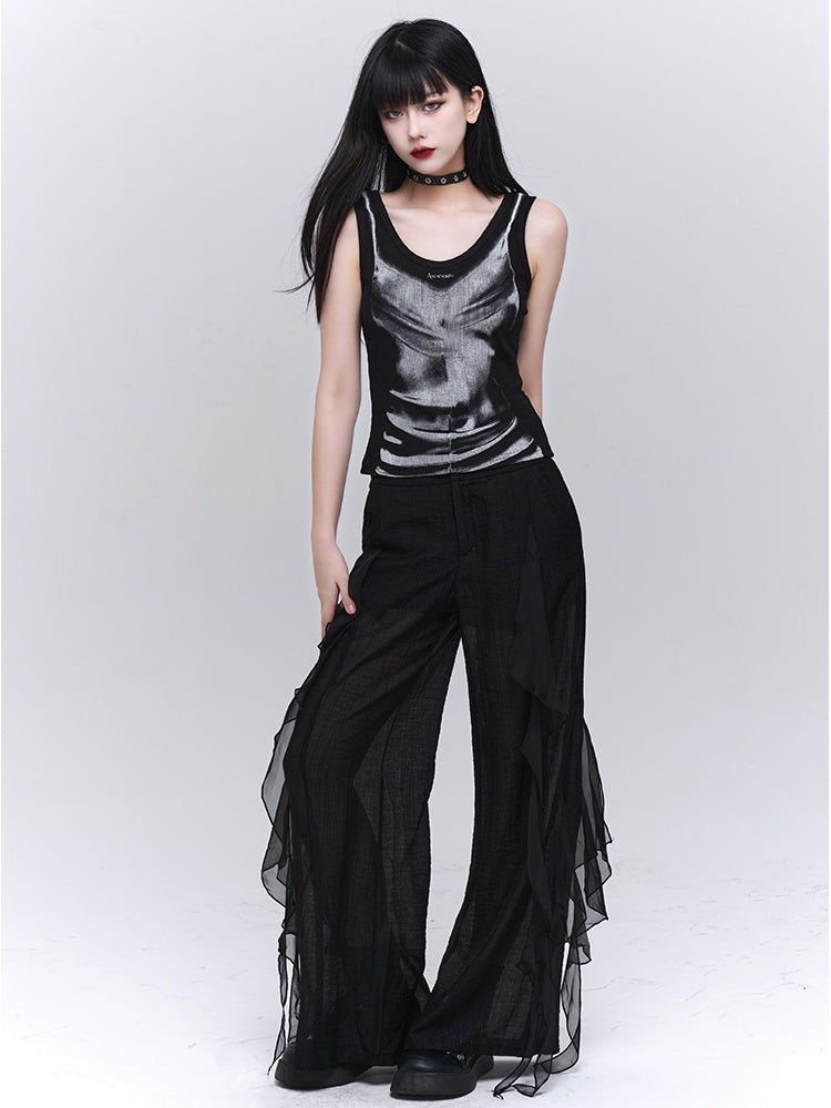 ホワイト/ブラック グロマラス スリムフィット タンクトップ