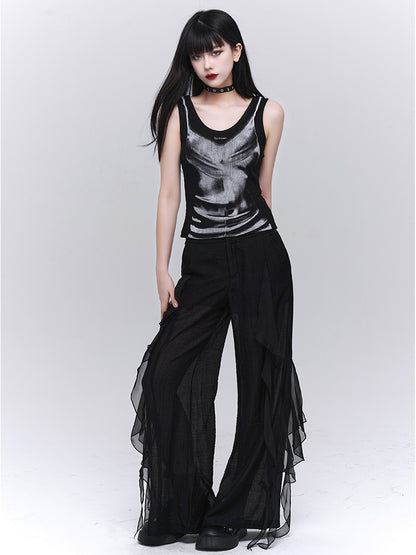 ホワイト/ブラック グロマラス スリムフィット タンクトップ