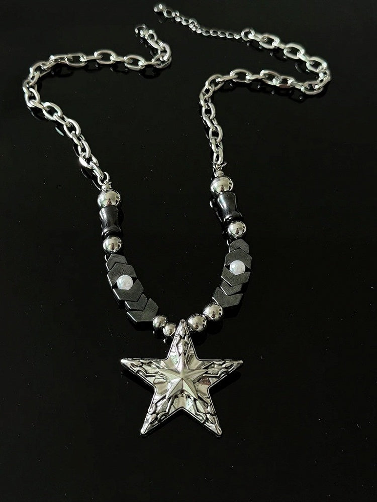 Star Pendant Silver Chain Necklace - YSHXS