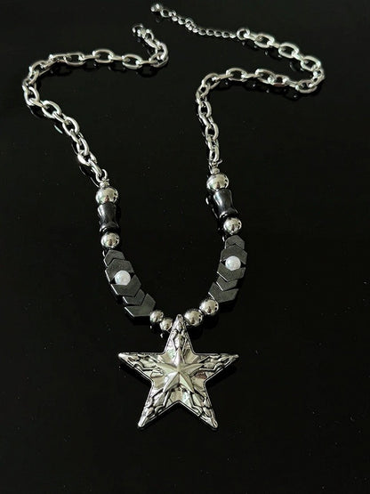 Star Pendant Silver Chain Necklace - YSHXS