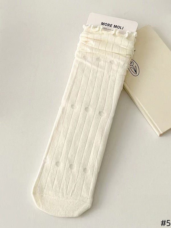 Available JK 5 Ruffled Patterns Socks White
