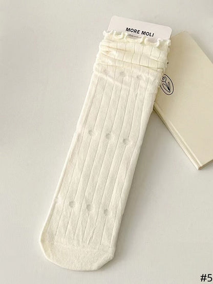 Available JK 5 Ruffled Patterns Socks White