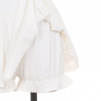 Blue Little Chicken Embroidery Peter Pan Collar Top + White Pleated Skirt Swimsuit Set