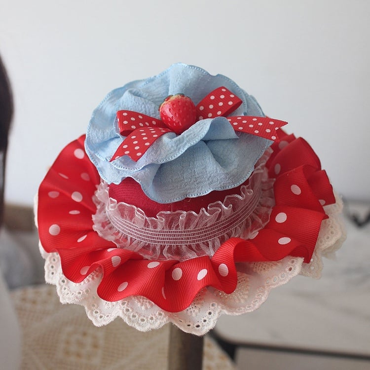 Polka-dot Red Hat Mini Decorated Pattern Strawberry