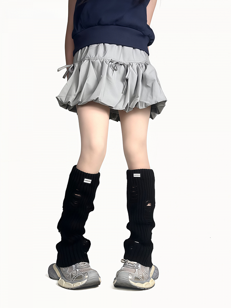 Knitted Warmers Distressed Design Black/White Leg