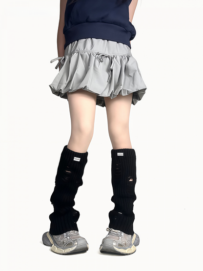 Knitted Warmers Distressed Design Black/White Leg
