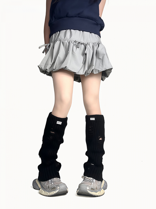 Knitted Warmers Distressed Design Black/White Leg