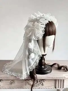 Multi-Color Head (Pom-Pom Lace with Veil Lolita Hairband Accents)