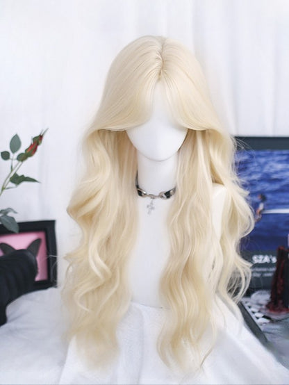 長さ70cm ウェーブ前髪ウィッグ カーテンブロンド