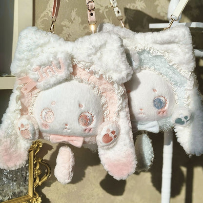 ピンクの耳付きライトスイートぬいぐるみバニーロリータバッグロップ