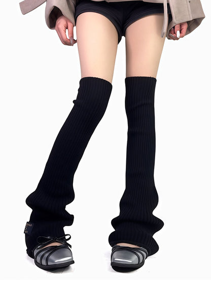 オフホワイト/グレー/ブラック ニット オーバーニー レッグウォーマー LW059