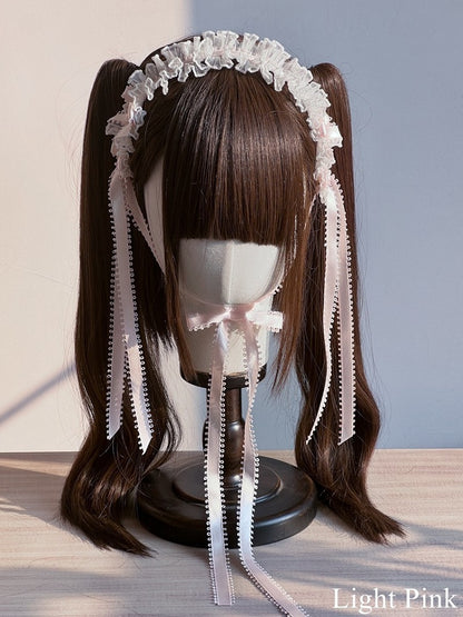 Lolita with Lace Hairband Blue/Light Ruffled White Pink/Gray/Green