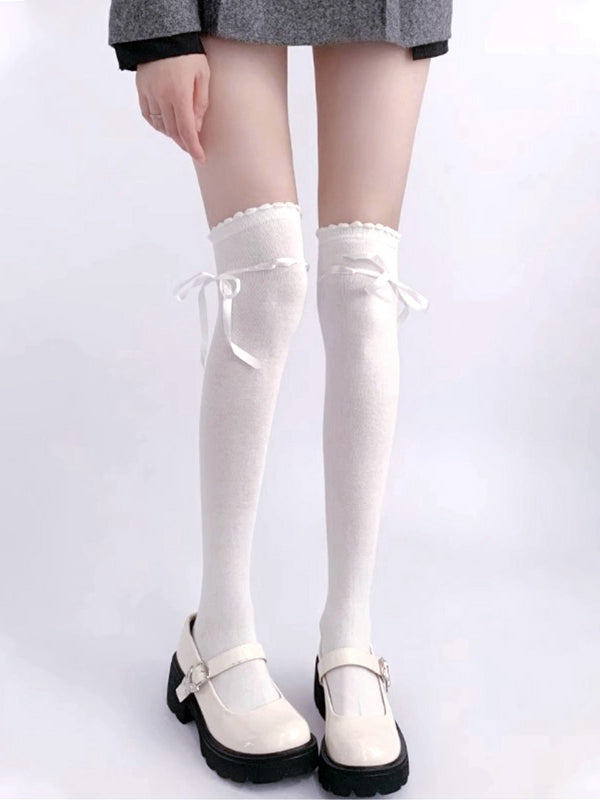 ブラック / ホワイト / グレー / ブラウン スイート セルフタイ 蝶結び JK ストッキング